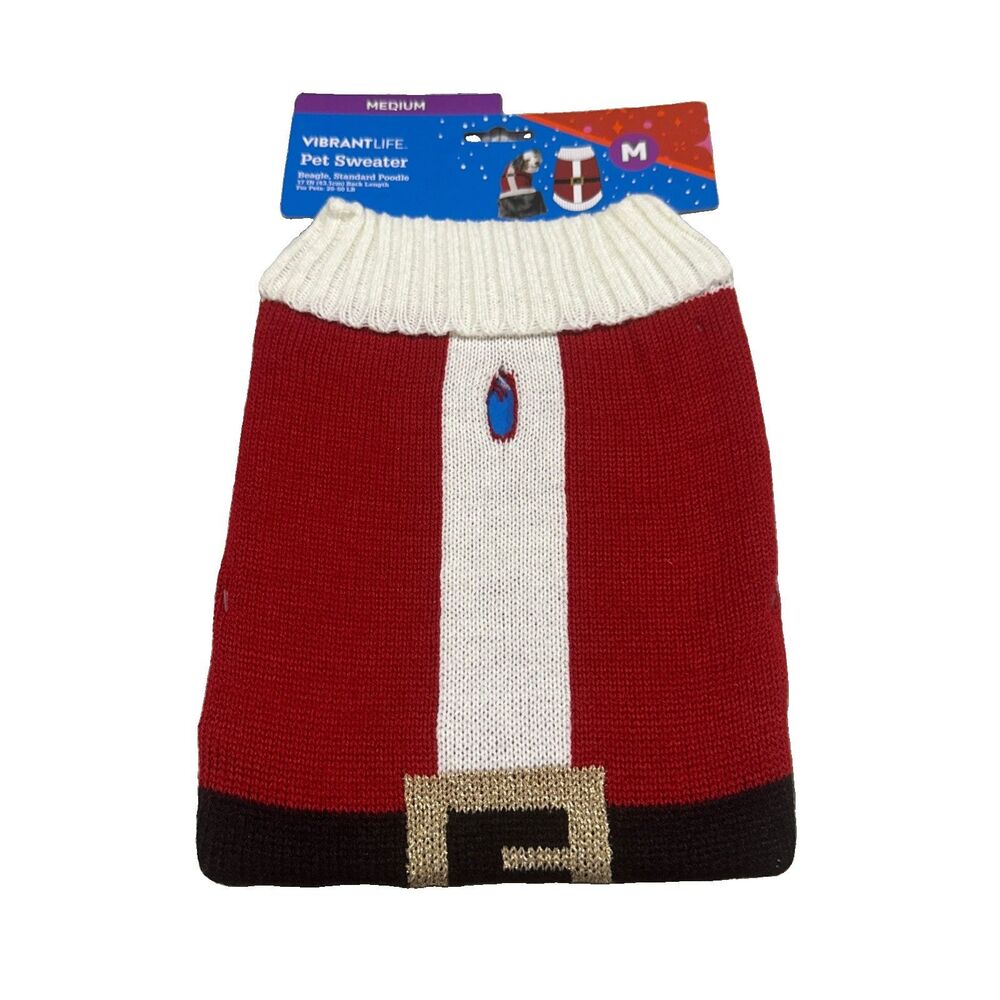Vibrant Life Sweater For Cats & Dogs Holiday Pet  Christmas Sweater Red Medium